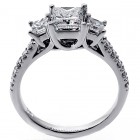 1.92 Cts Three Stone Princess Cut Diamond Engagement Ring set in 18K White Gold